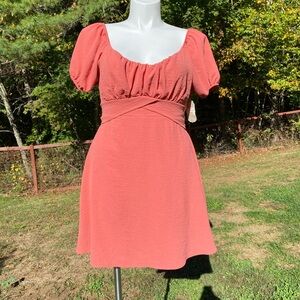 Altar’d State NWT terracotta lined wide crossed front tie waist peasant dress XL